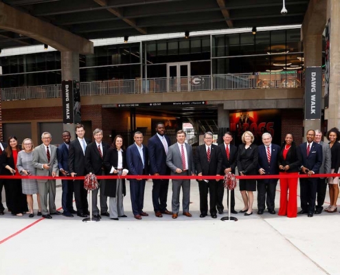 Cutting the ribbon at the dedication ceremony